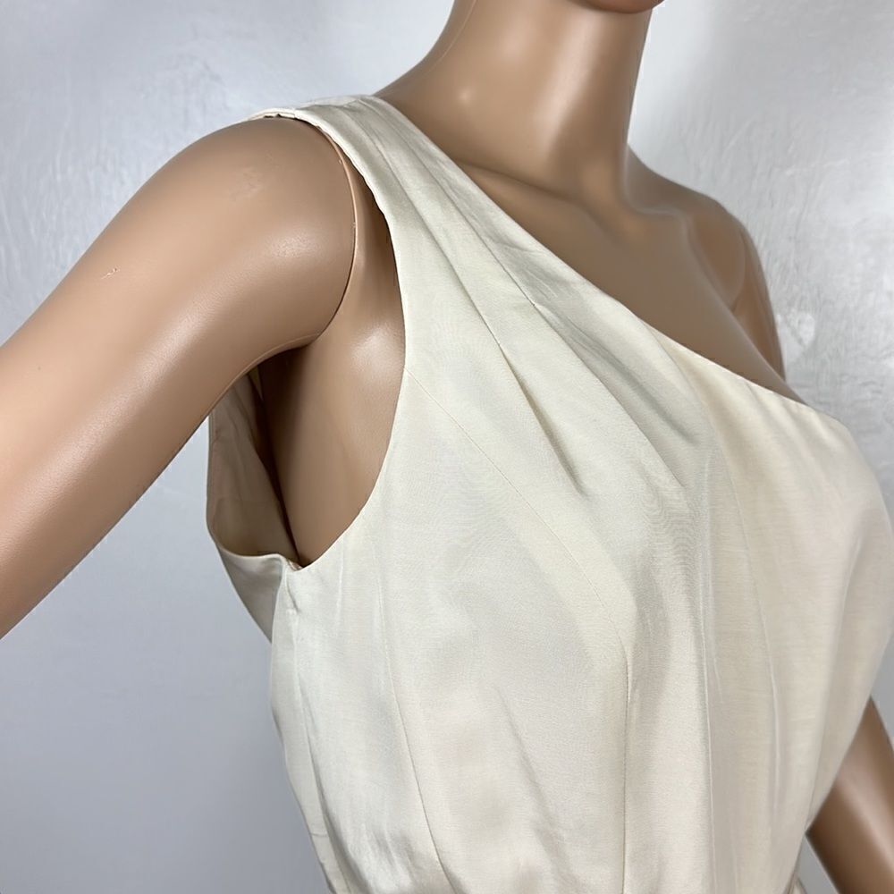 Glint One Ivory Shoulder Cotton Silk Blend Cocktail Dress Size 14 - Picture 4 of 13